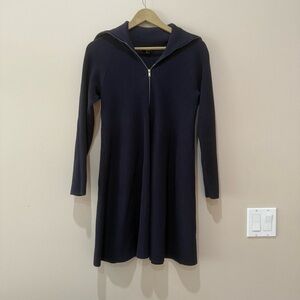 COS Quarter Zip Navy Ribbed Cotton Long Sleeve Sweater Dress size S